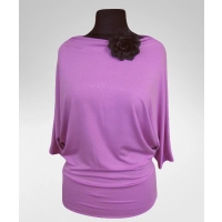 Bluzka Nicole Kimono rękaw 3/4 drapowany dekolt - wrzosowa